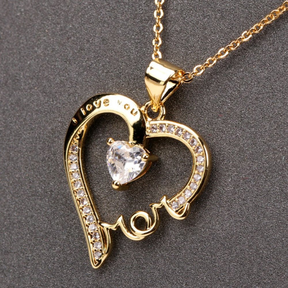 Gold Mom CZ Necklace